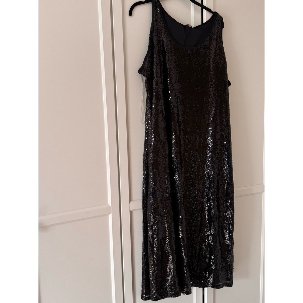 Lane Bryant black sequin dress women's 26/28 petite NEW‎